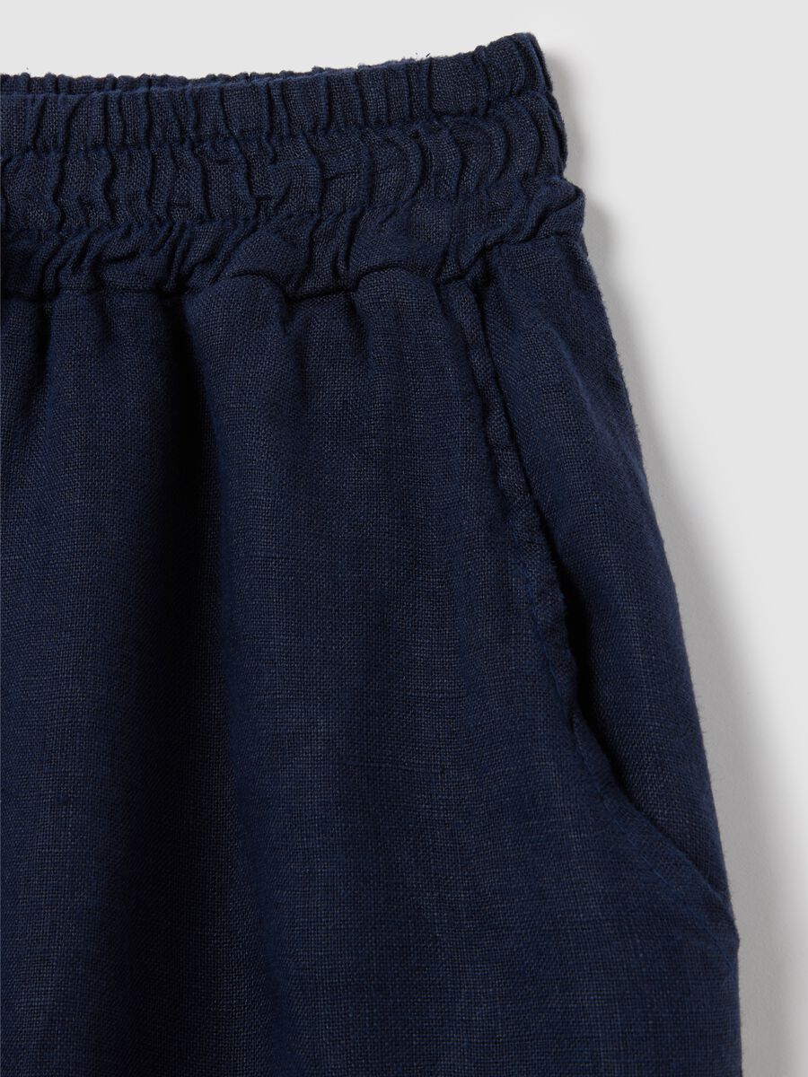 Women's pure blue linen trousers with regular fit_5