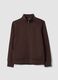Brown half-zip cotton-blend crew neck_4