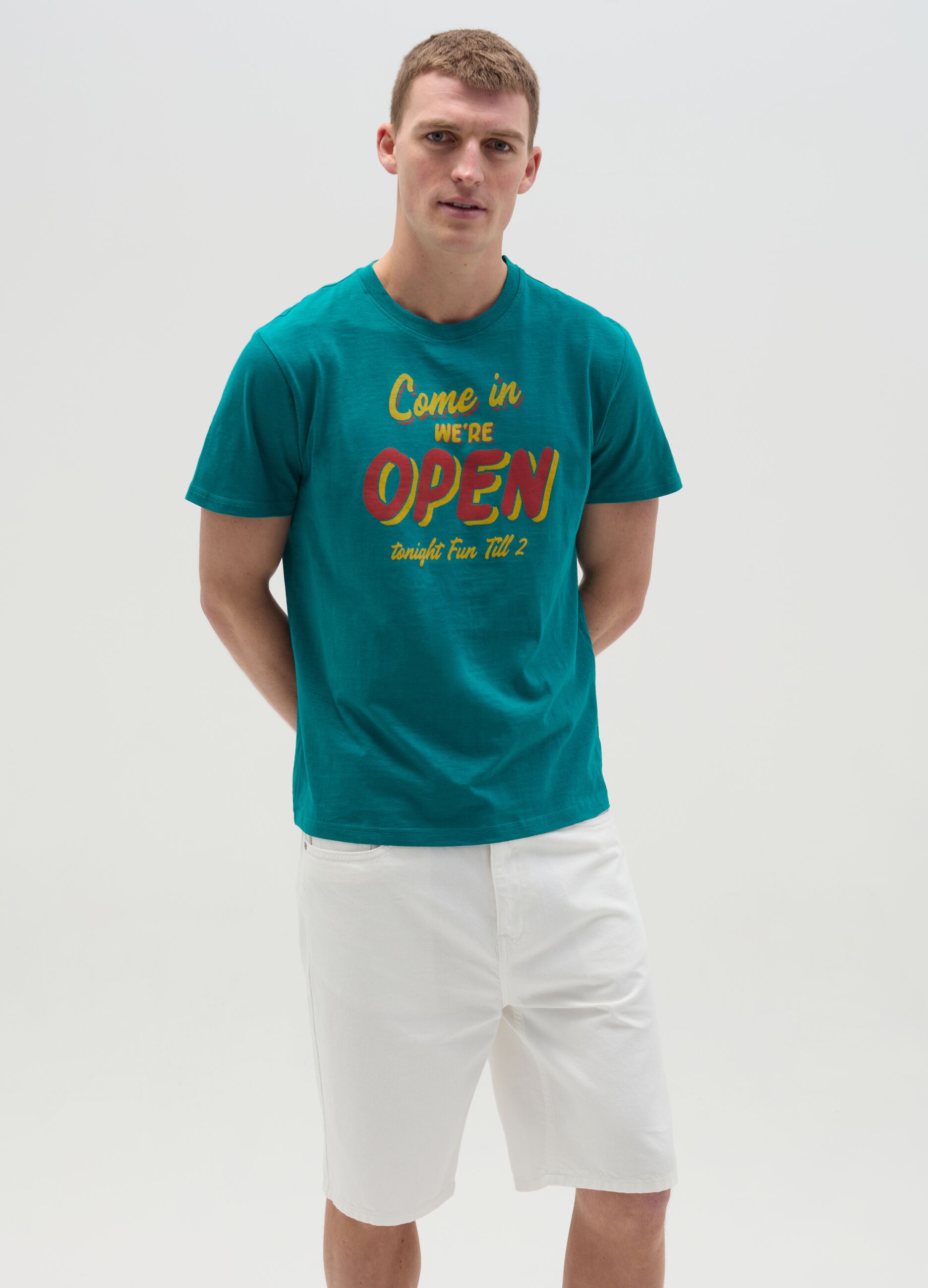 Cotton T-shirt with lettering print