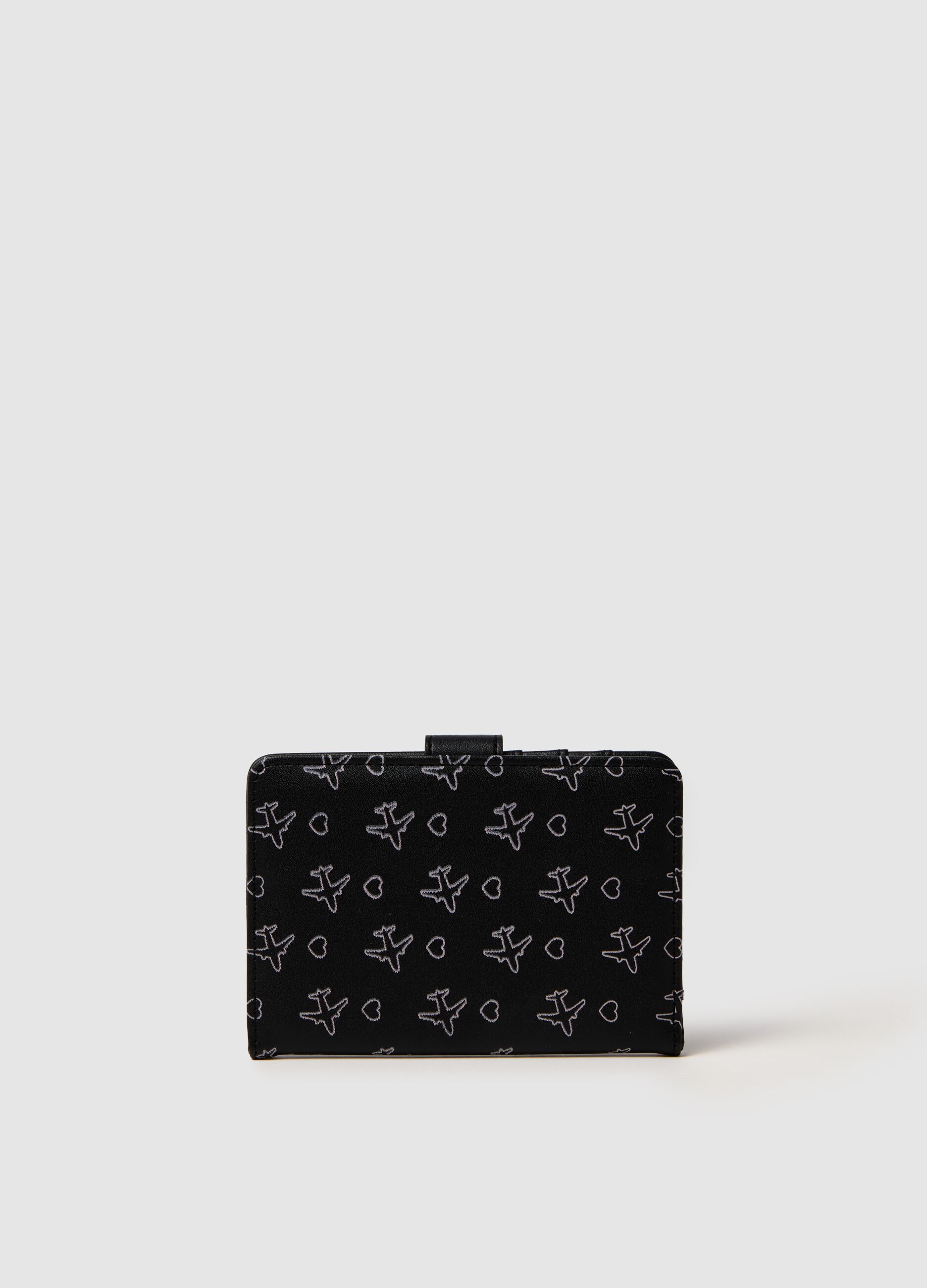 Women's multicolor PVC wallet with airplanes