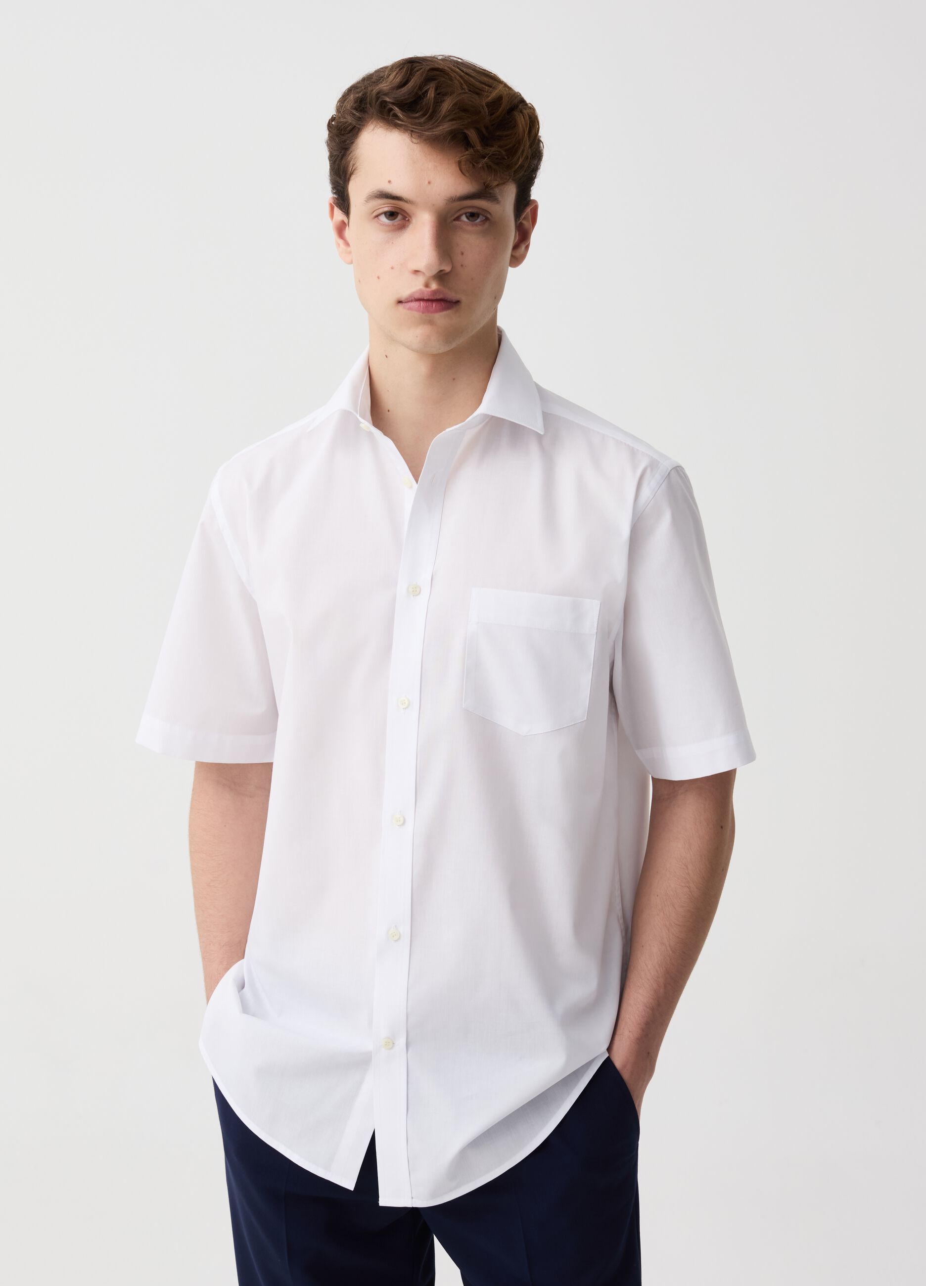 Camicia a maniche corte regular fit con tasca