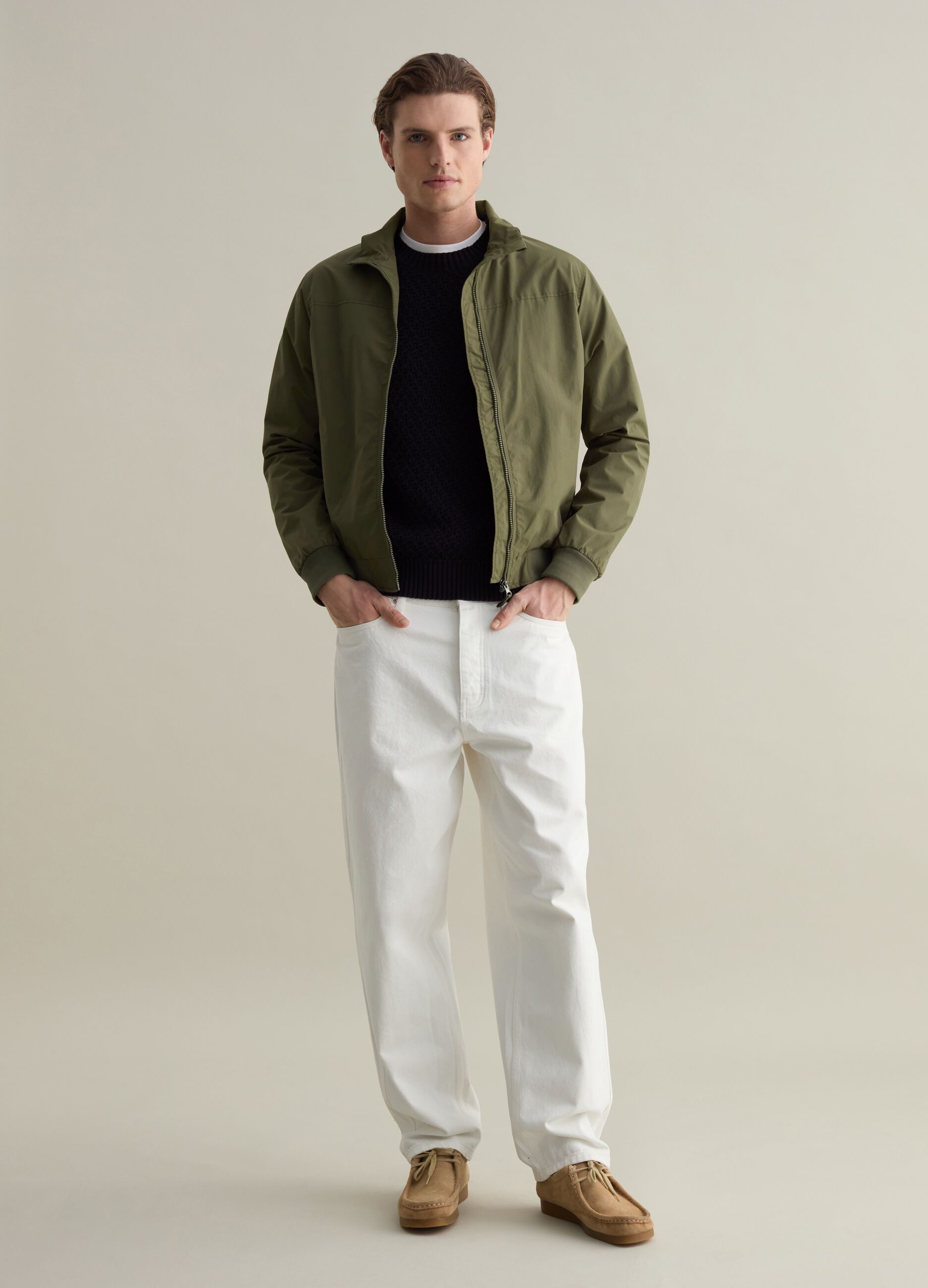 Full-zip bomber jacket with high neck