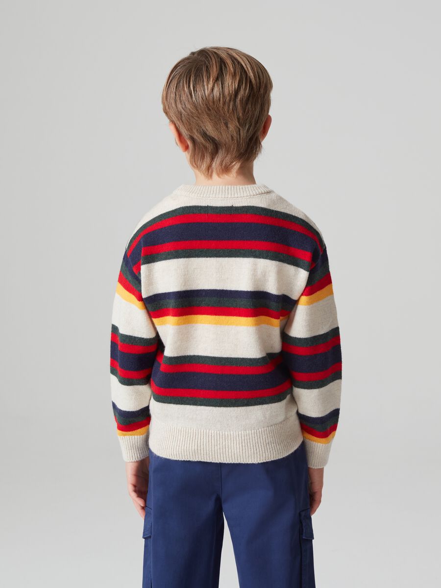 Pullover con fantasia a righe multicolore_1