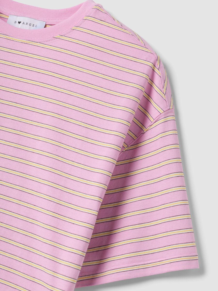 Pink striped pure cotton T-shirt_5