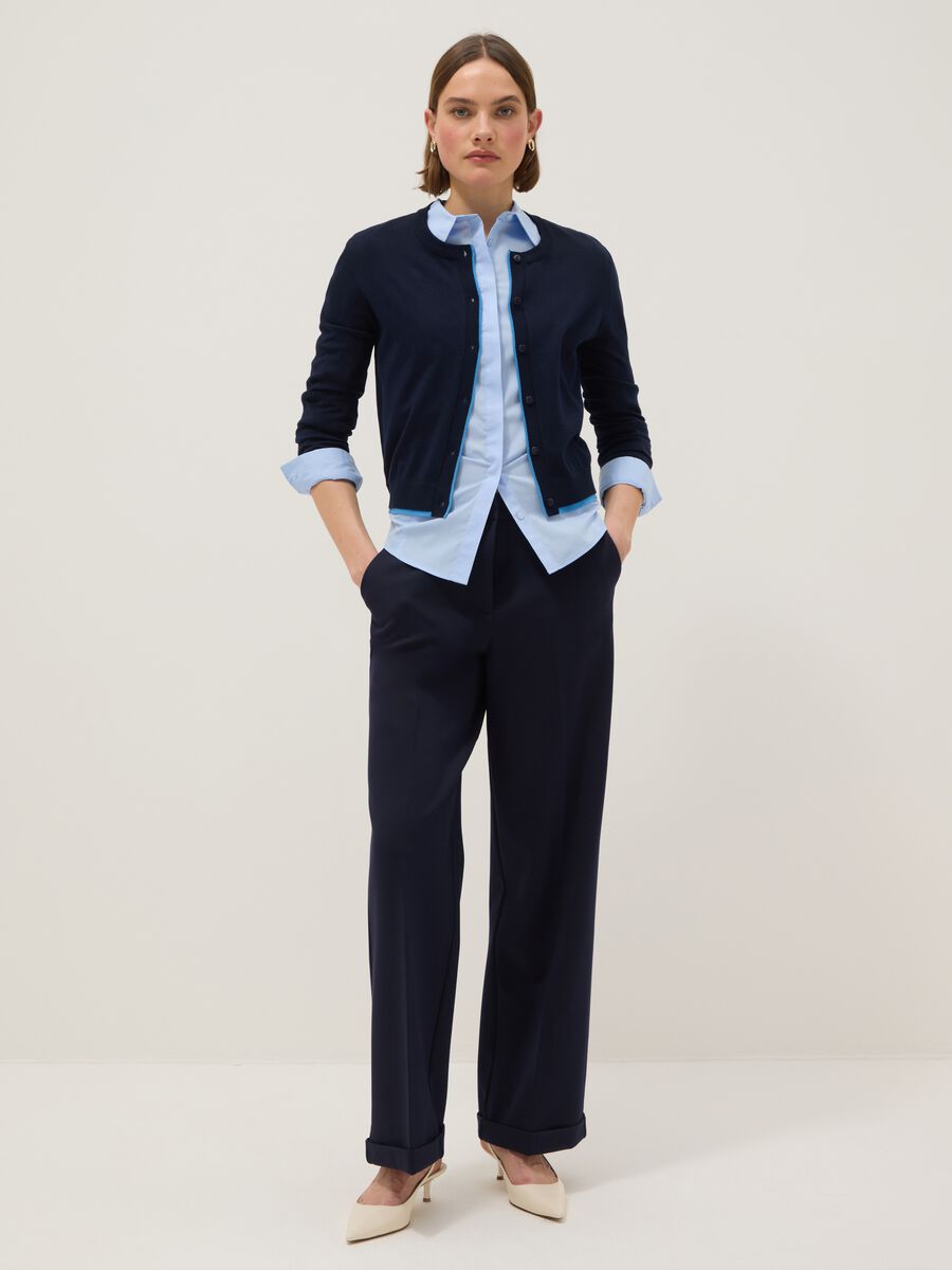 Cardigan in misto viscosa blu regular fit_1