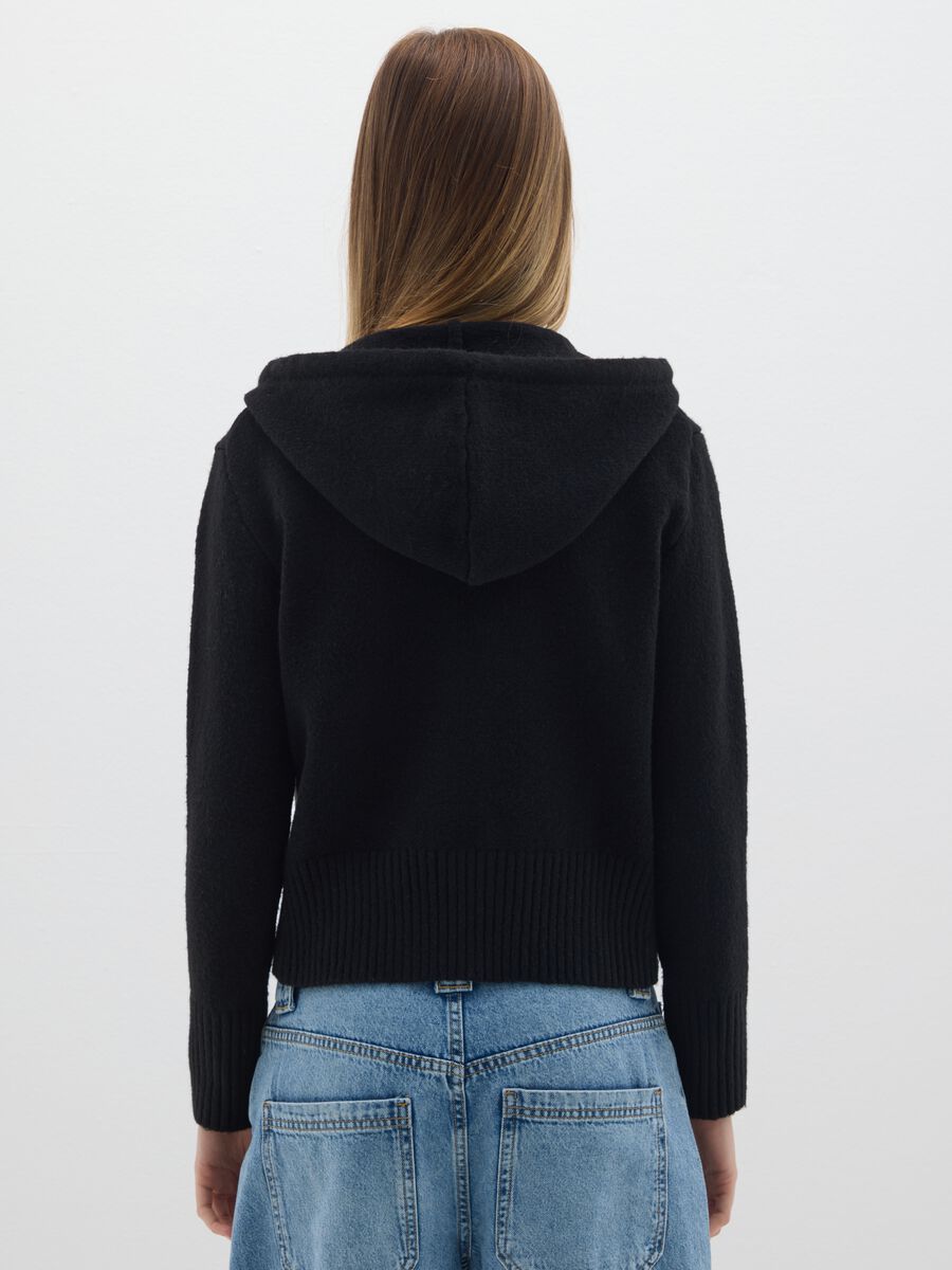 Cardigan con cappuccio nero regular fit con zip_2