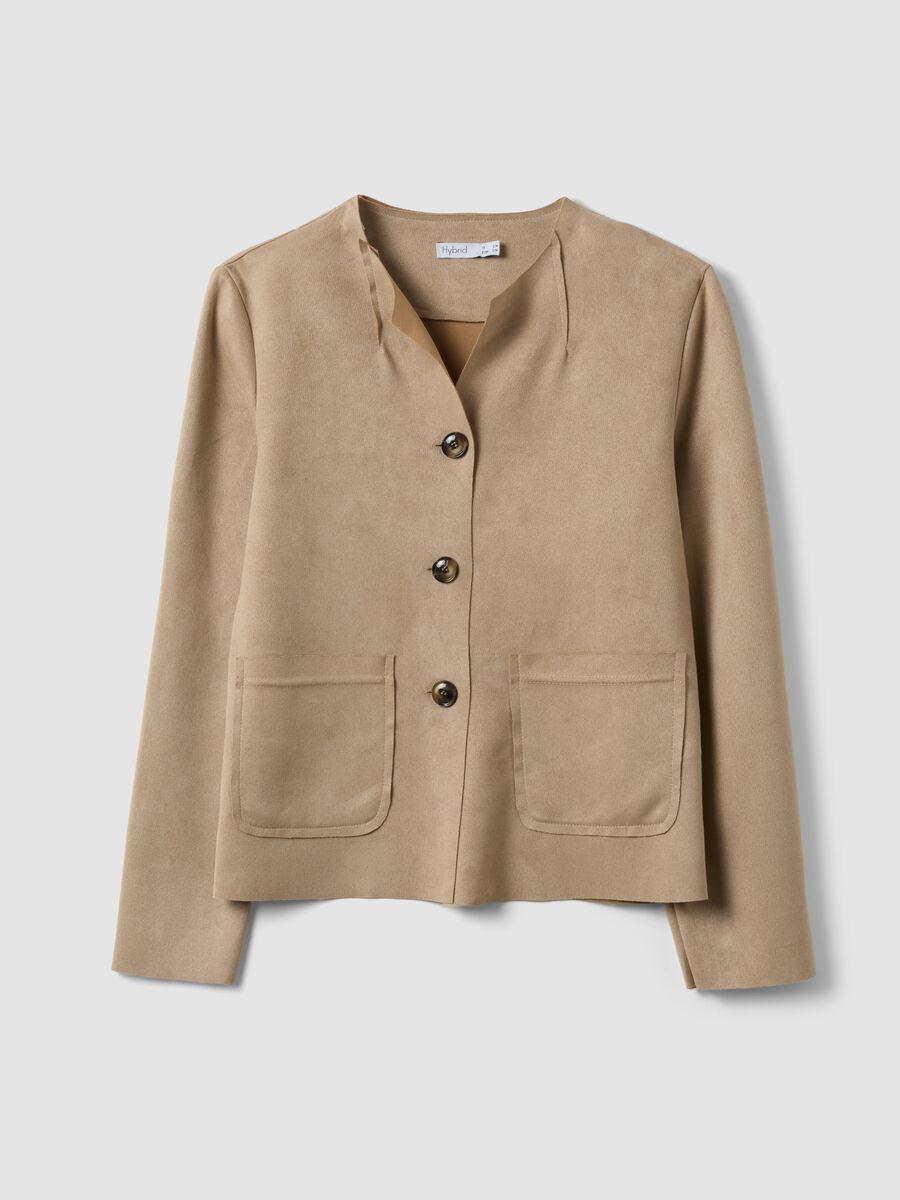 Giacca beige regular fit con tasche frontali_0