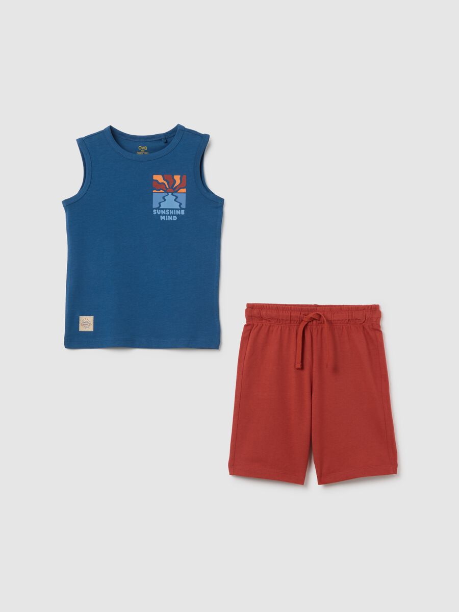 Blue regular fit pure cotton summer set for boys_0
