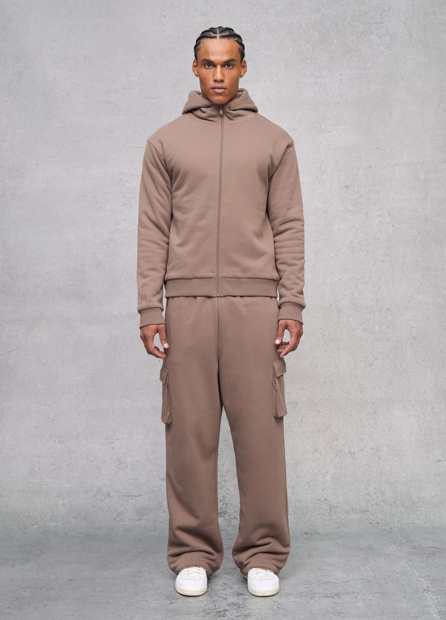 Reversible Teddy Full-Zip Hoodie Mocha