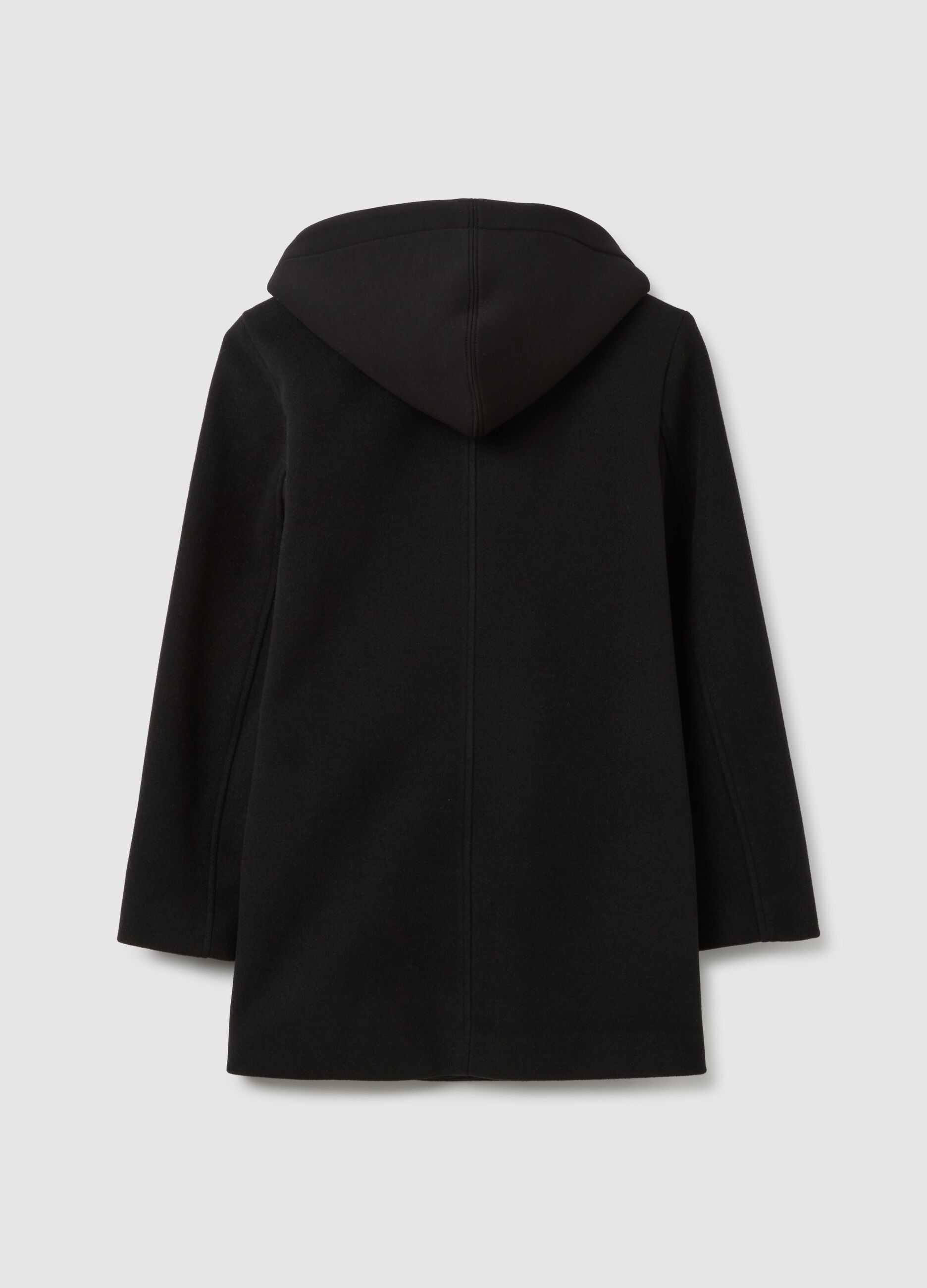 Black coat with removable hood