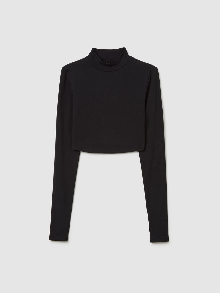 Backless Cropped Longsleeve Top Black_4