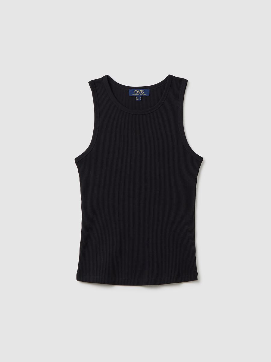 Black stretch cotton tank top by Ovs_4