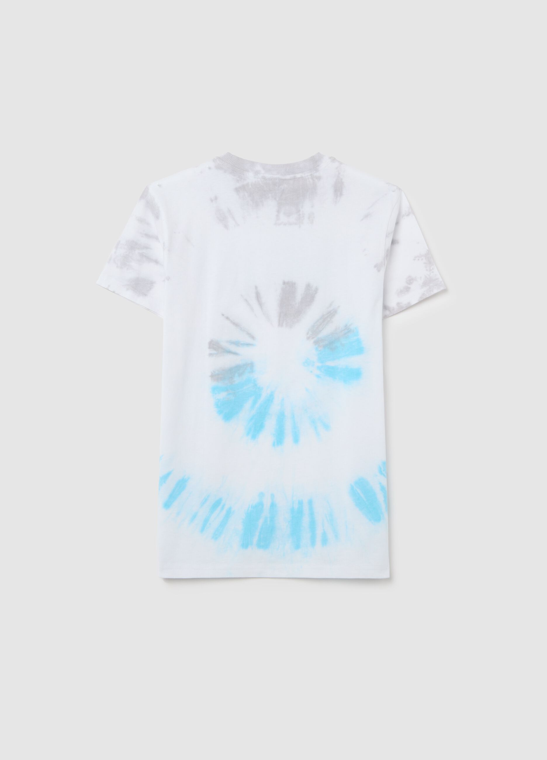 White tie-dye cotton T-shirt with Nirvana print