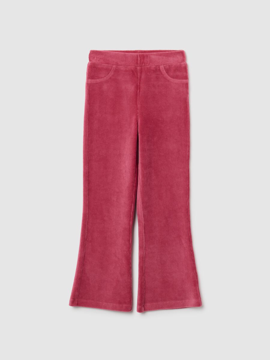 Girls' Pink Cotton Blend Flared Trousers_0