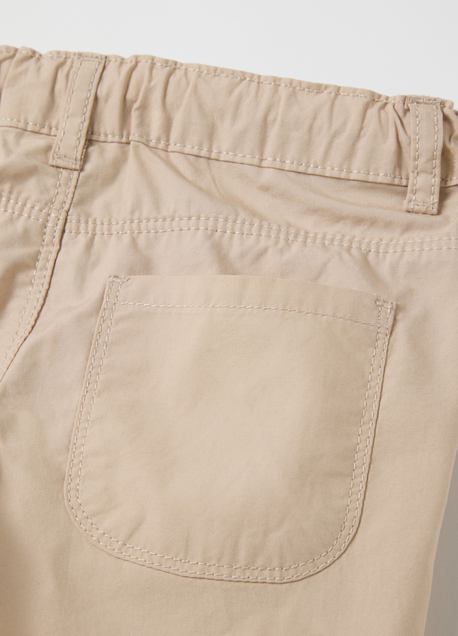 Shorts da bambino in puro cotone beige regular fit
