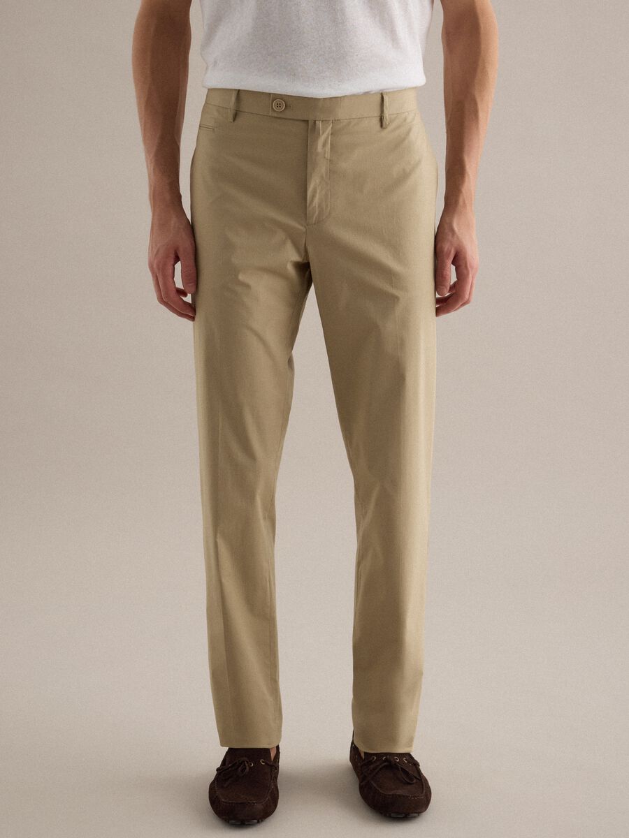 Pantaloni in cotone elasticizzato beige regular fit_2