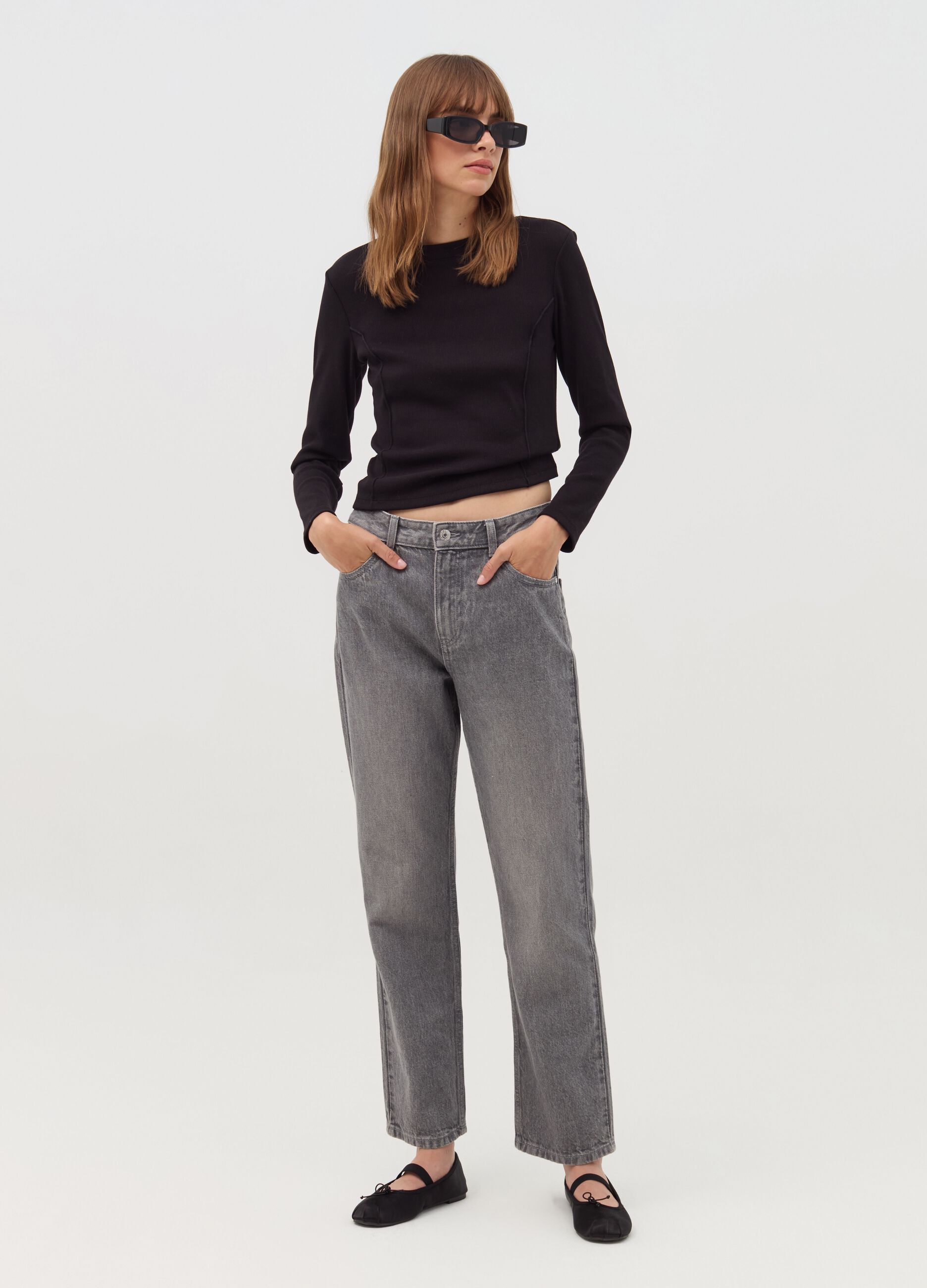 Jeans straight fit cinque tasche Grigio chiaro da Donna OVS