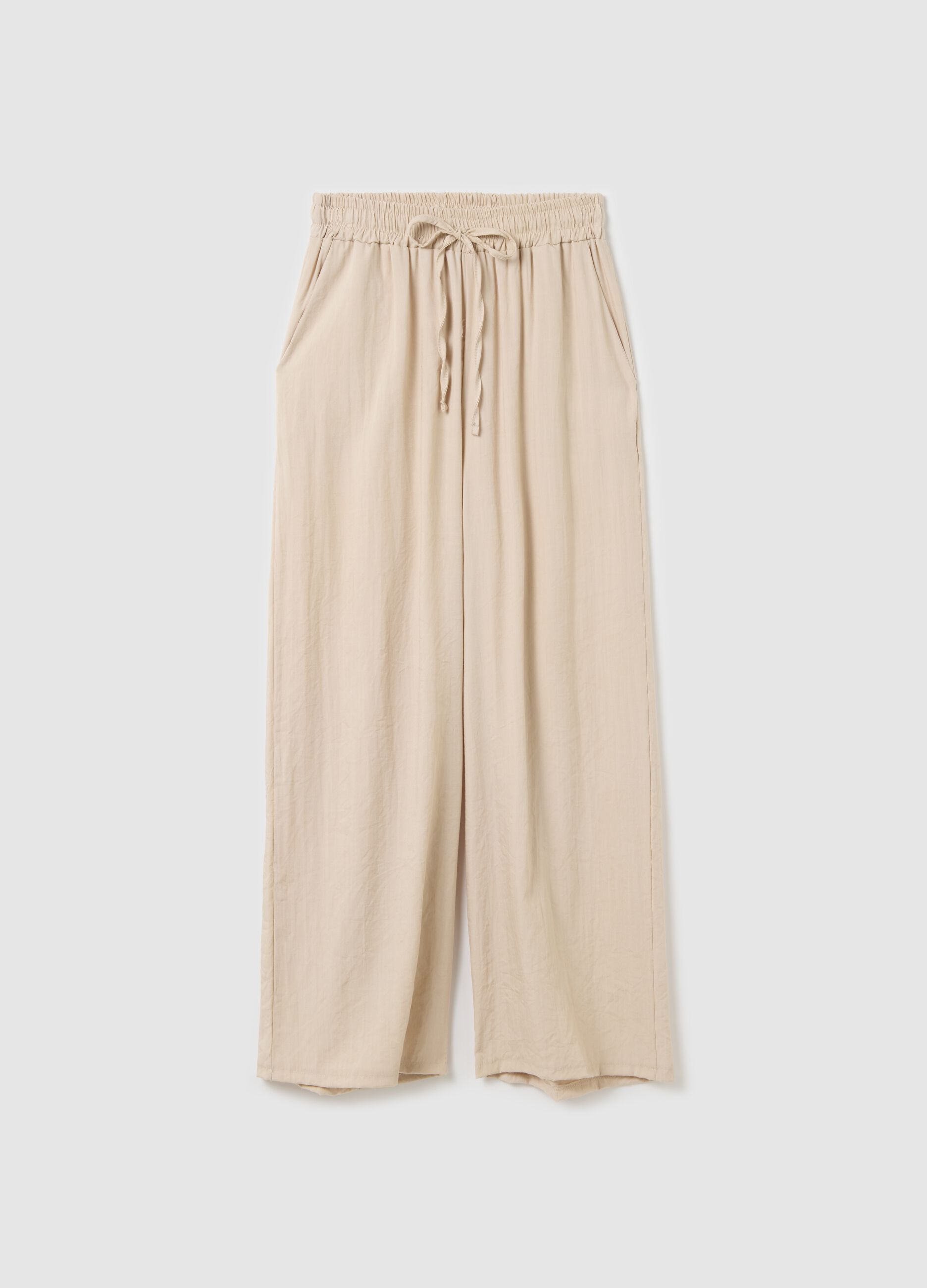 Beige wide-leg trousers