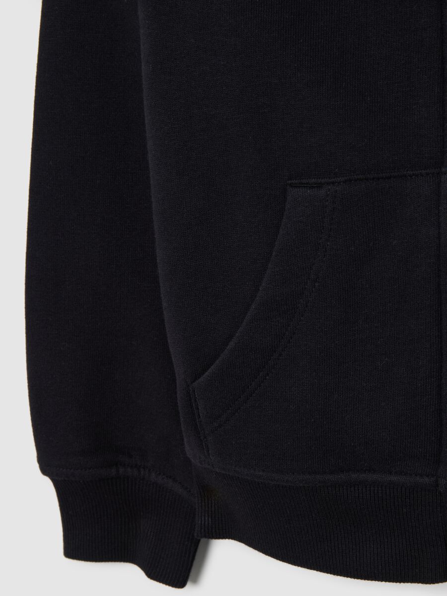 Girl's black pure cotton regular fit hoodie with zip_3