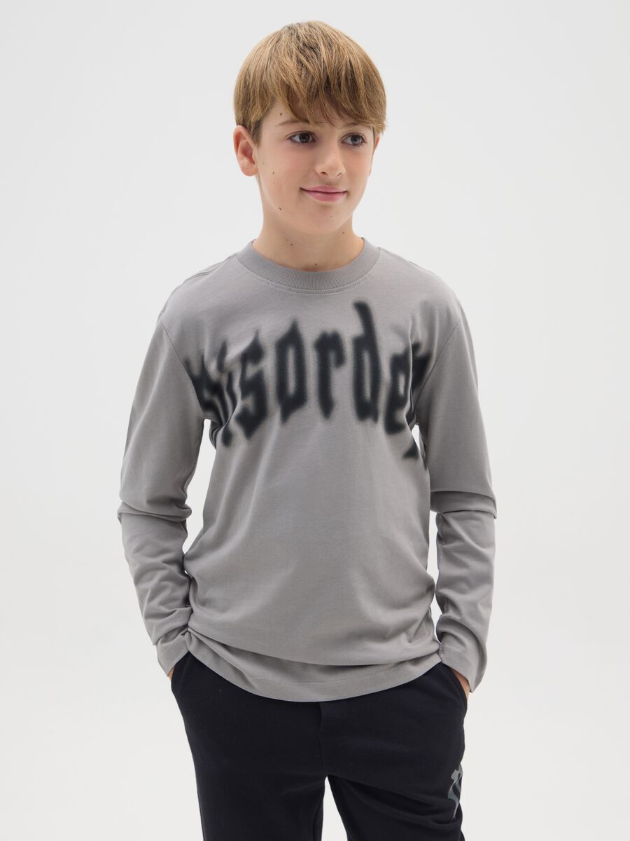 Boys' grey oversized pure cotton T-shirt_0