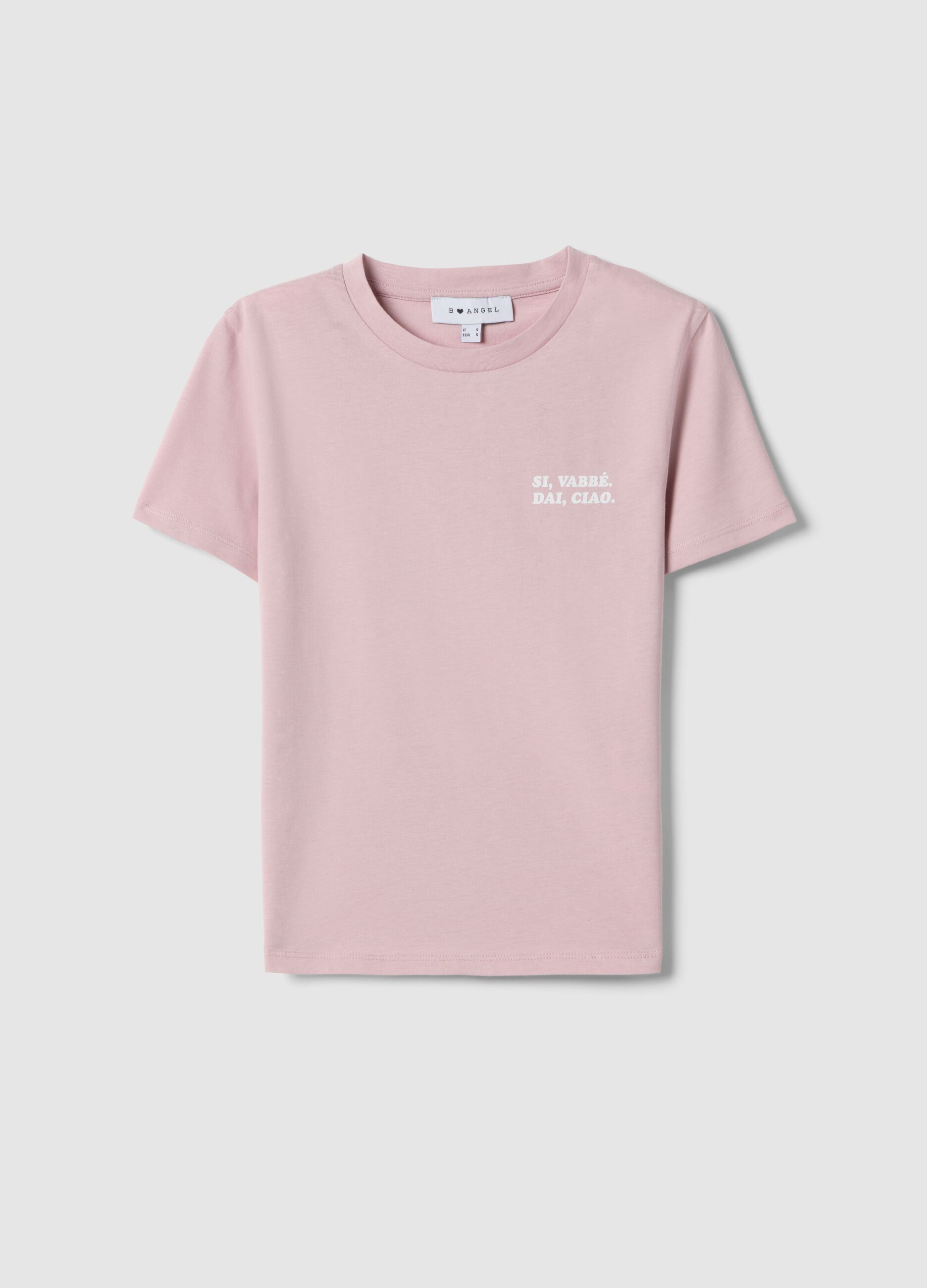 T-shirt in puro cotone rosa slim fit con scritta