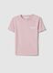 T-shirt in puro cotone rosa slim fit con scritta_0