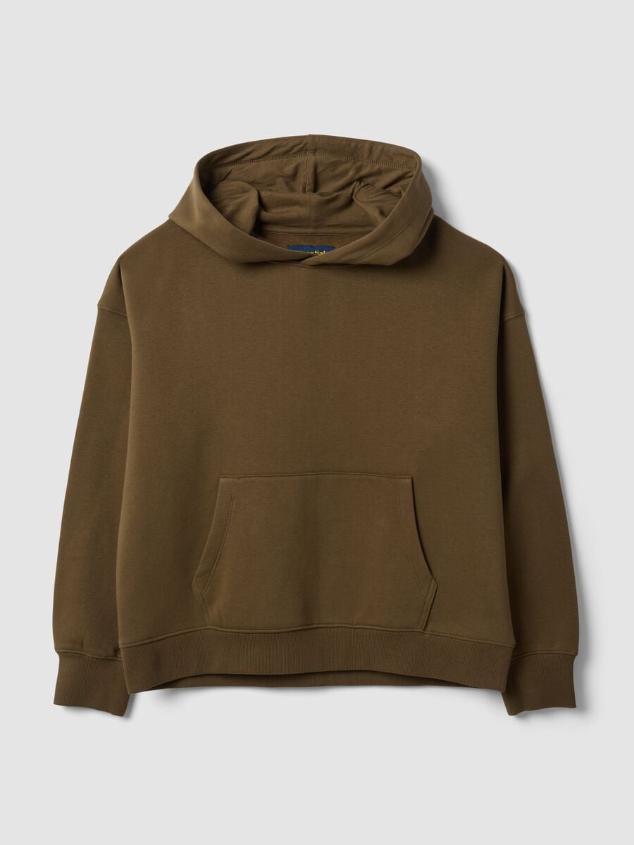 Felpa verde in misto cotone con cappuccio regular fit_0