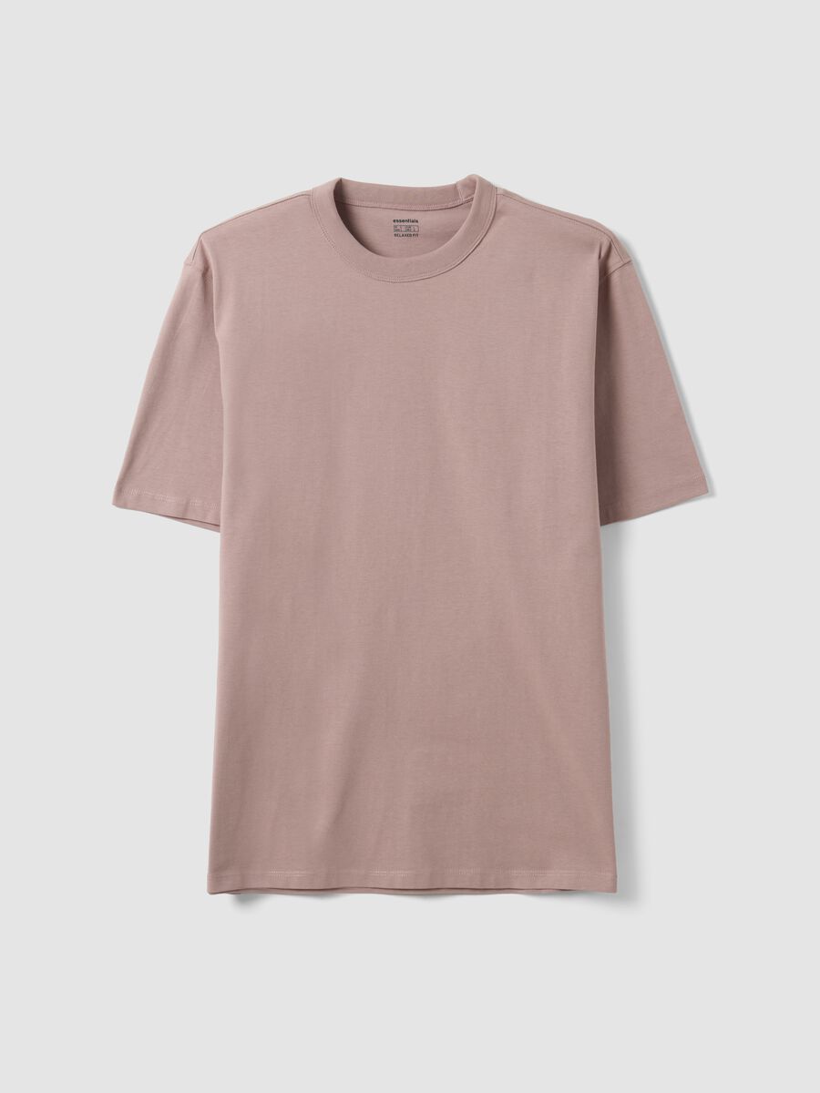 Pink pure cotton crew-neck T-shirt, relaxed fit_0