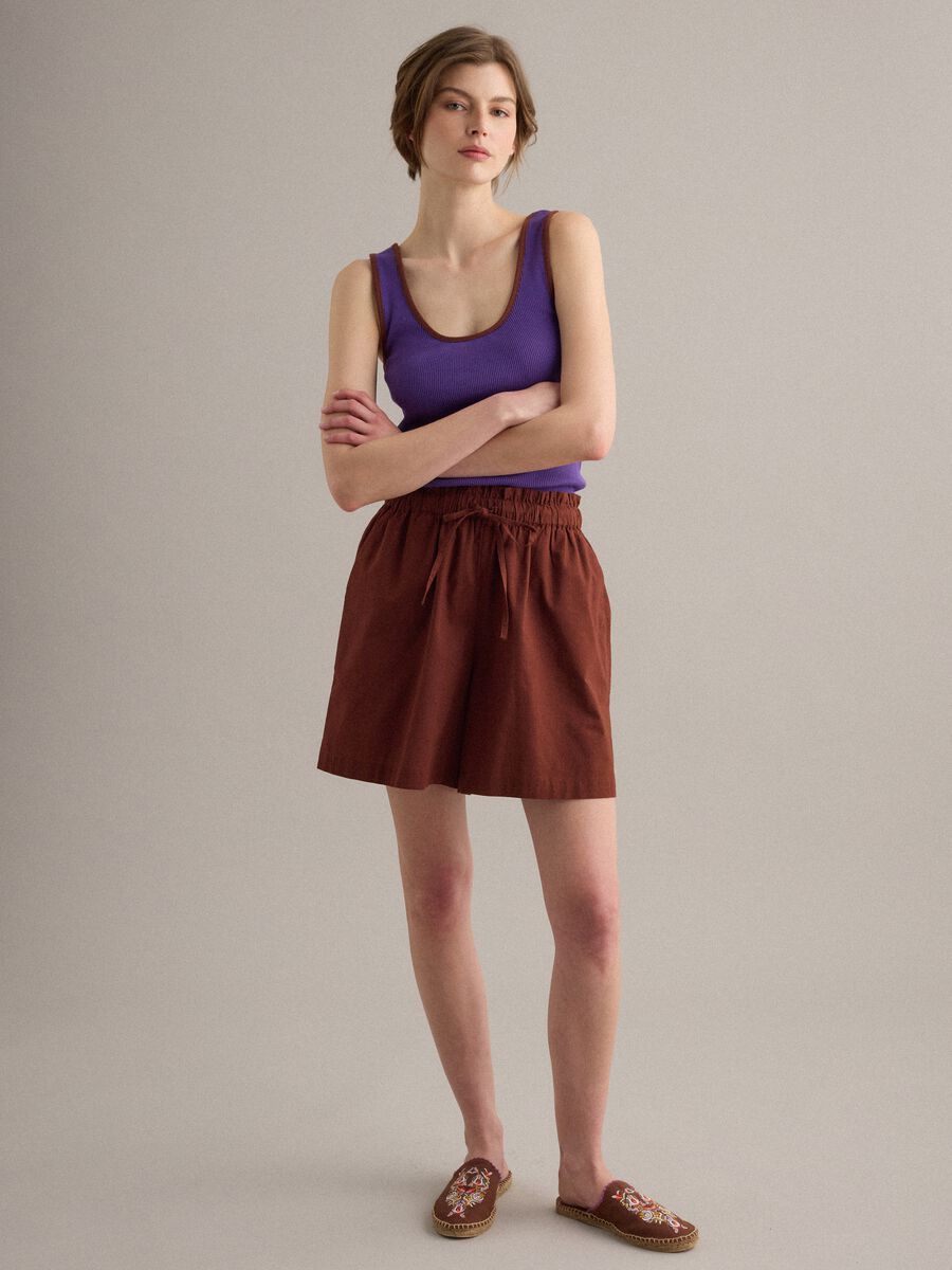 Tank top viola in puro cotone a costine_2