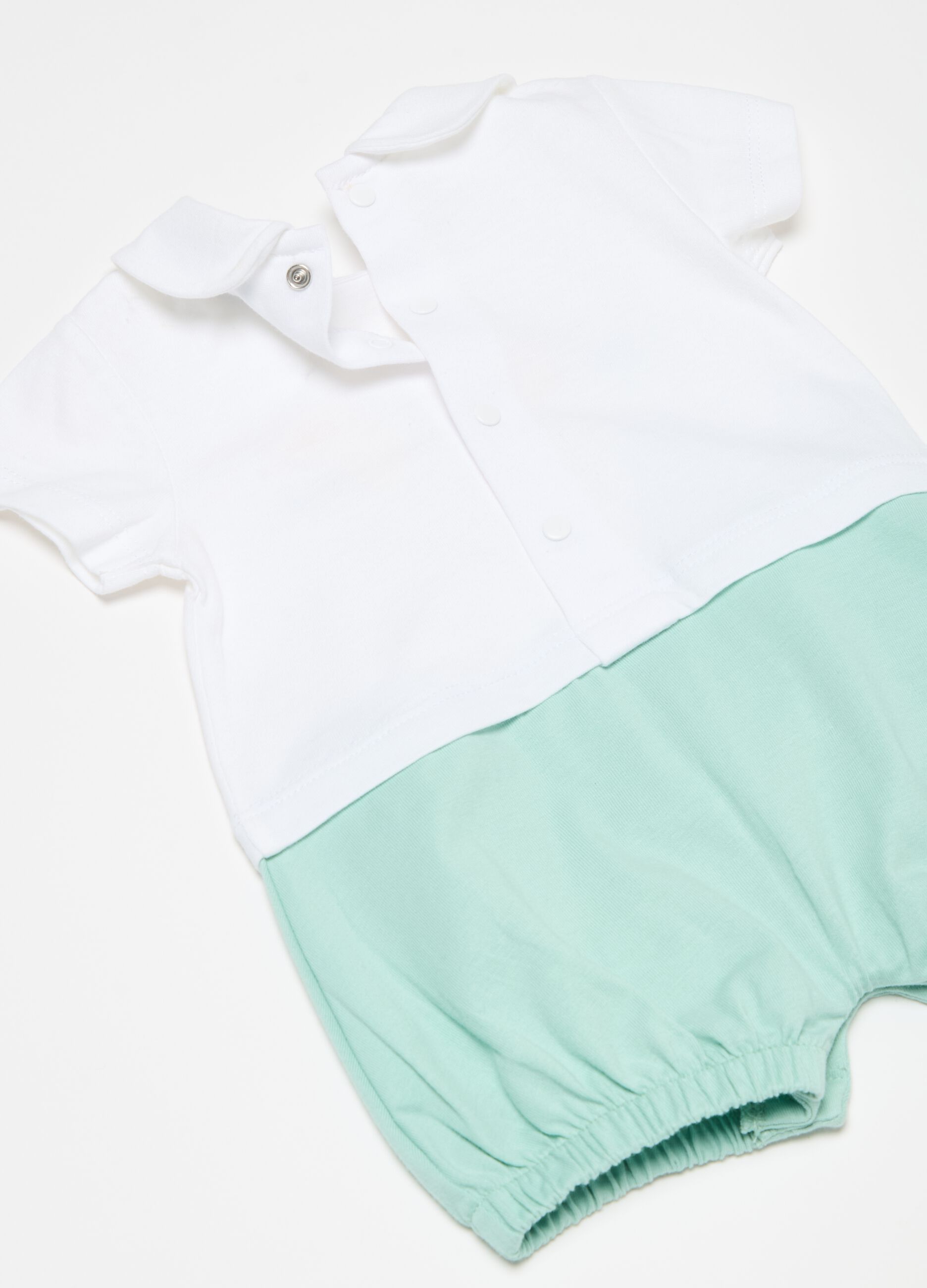 Two-tone short onesie with sea animals print