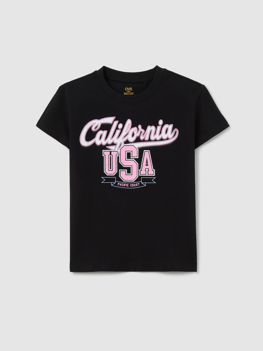 T-shirt bianca in cotone con stampa lettering_3