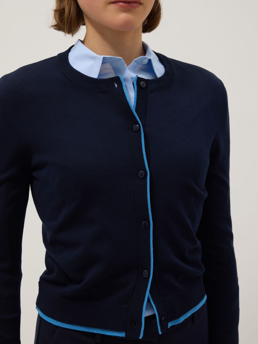 Cardigan in misto viscosa blu regular fit_3