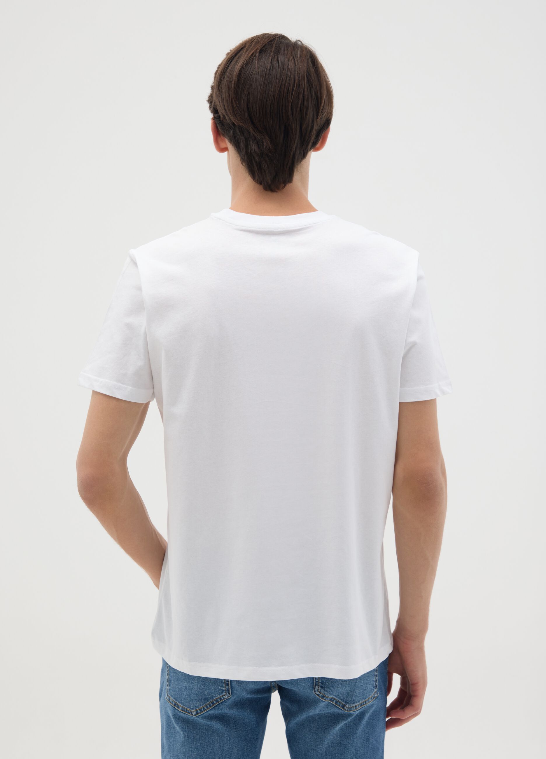 White pure cotton regular fit T-shirt