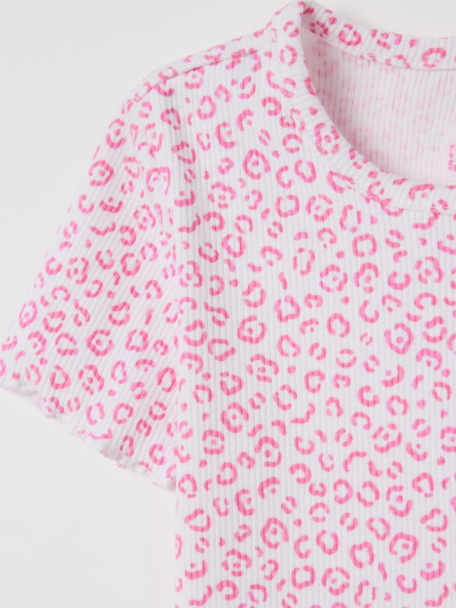 White ribbed T-shirt with animal print_2