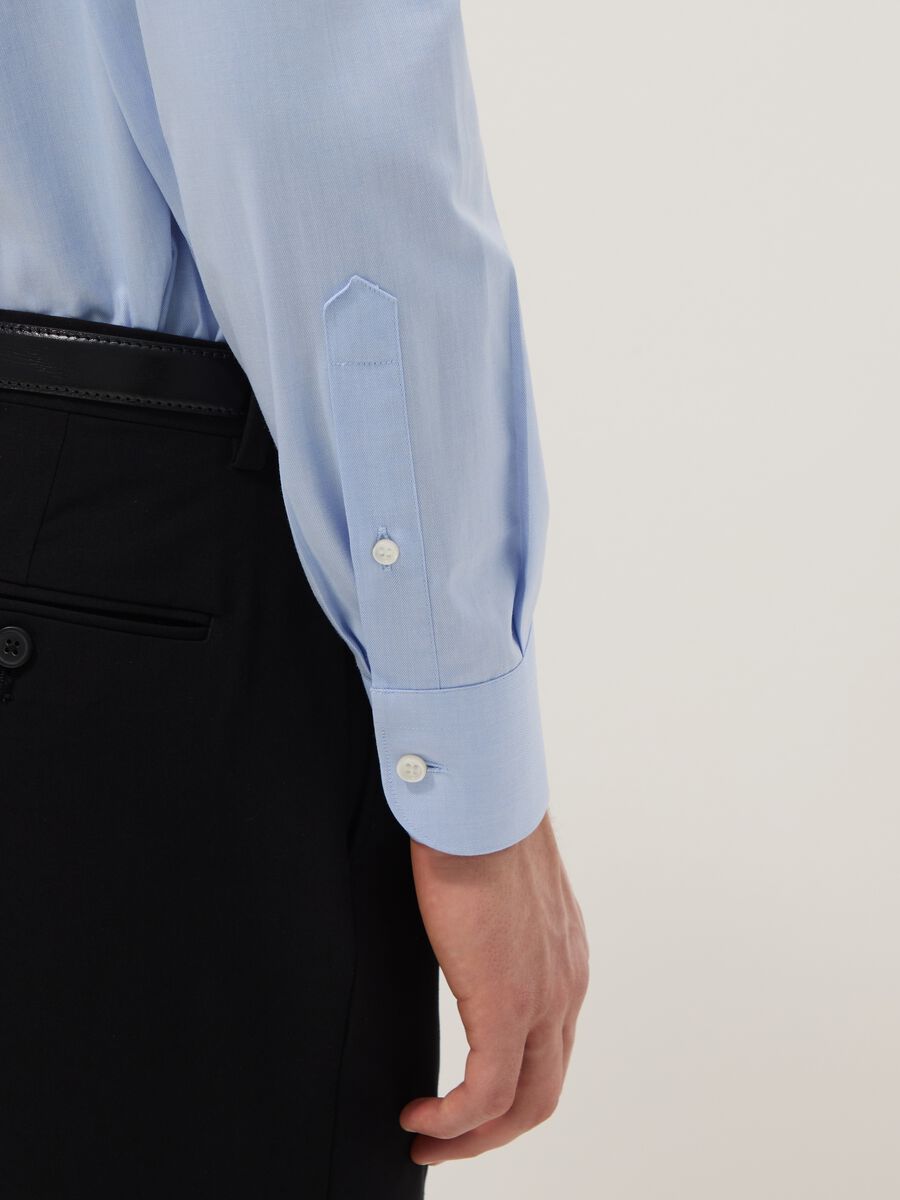 Light blue pure cotton regular fit easy iron shirt_3