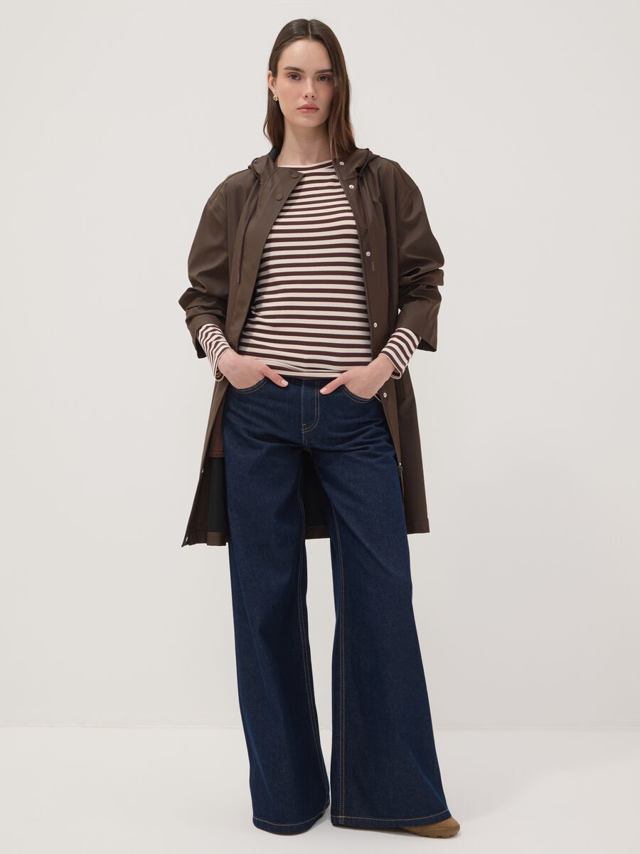 Long brown hooded jacket with zip_1