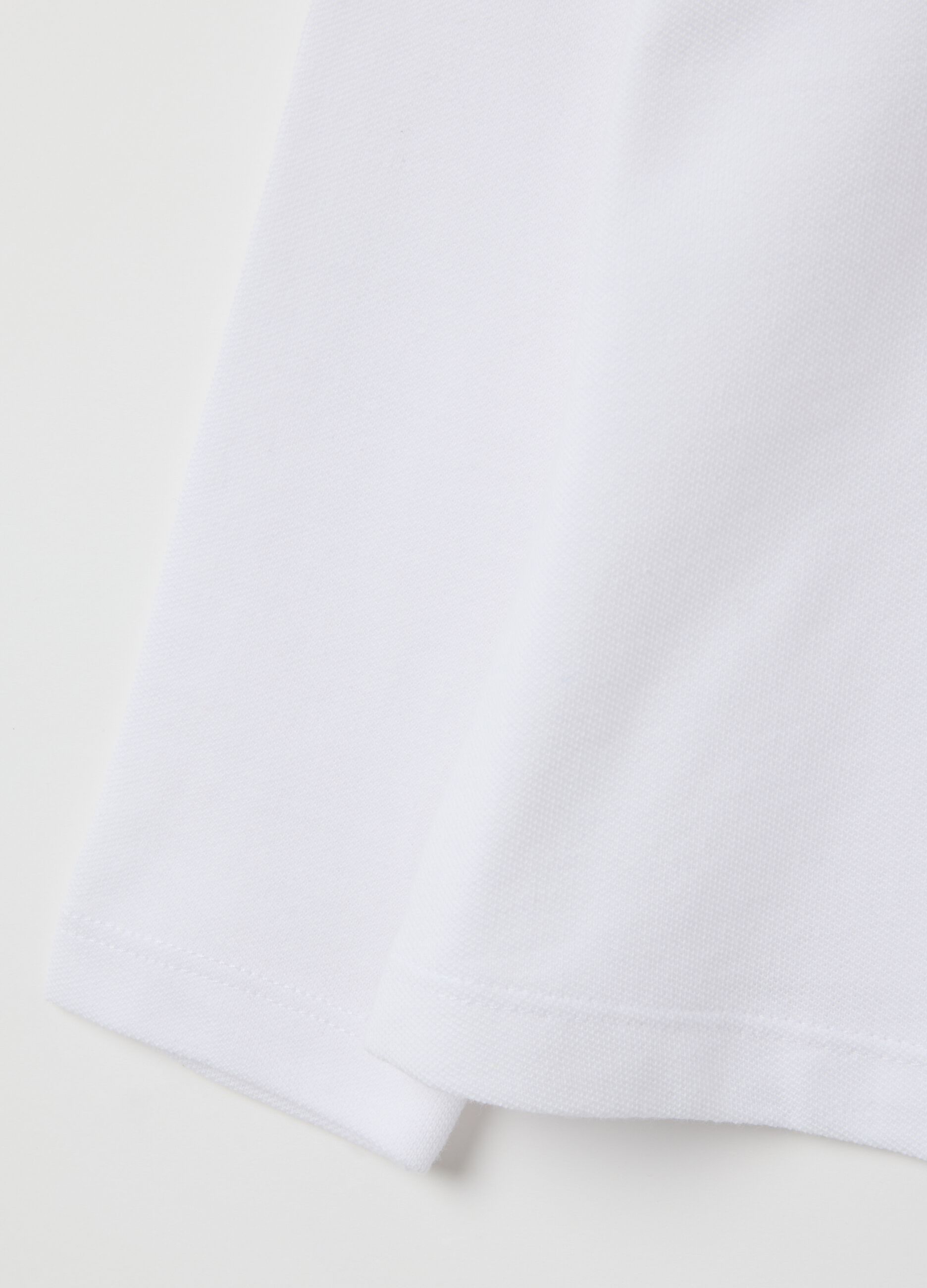 Girls' white pure cotton polo, regular fit
