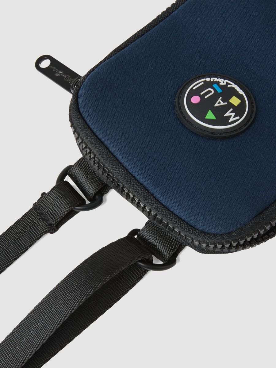 Porta cellulare blu con zip e tracolla regolabile_1