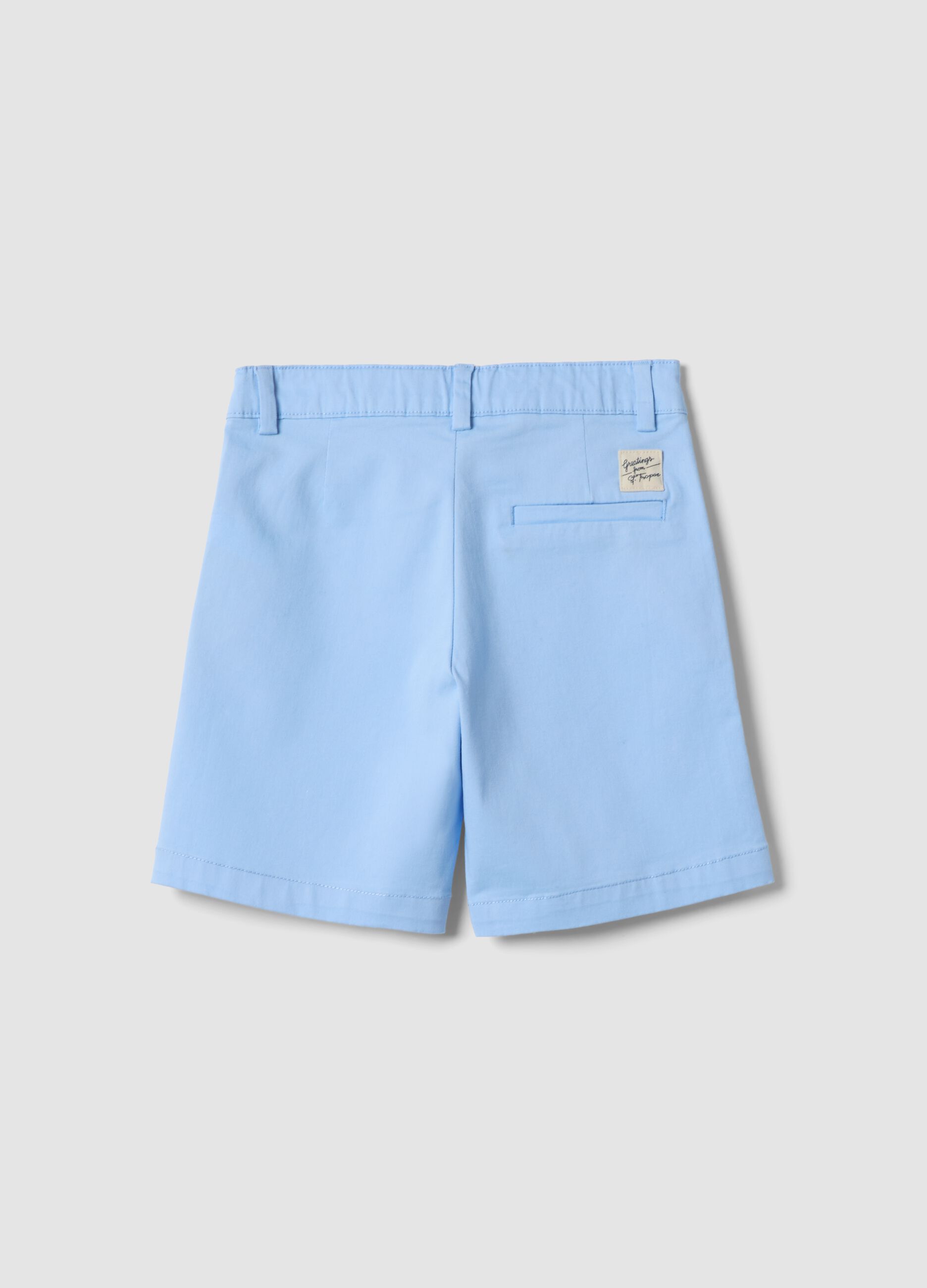 Boys&rsquo; light blue stretch cotton chino bermuda shorts, regular fit