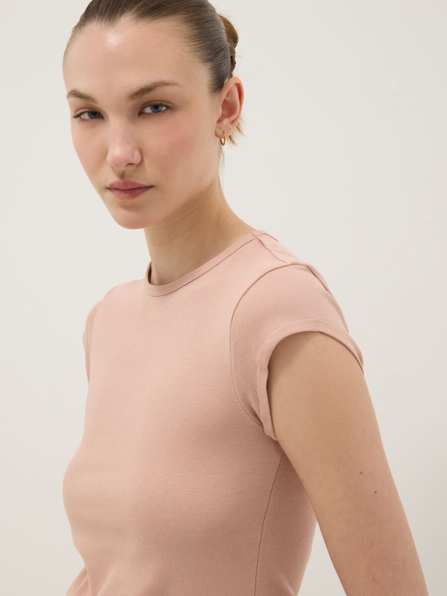 Regular fit short sleeve pure cotton pink t-shirt_0
