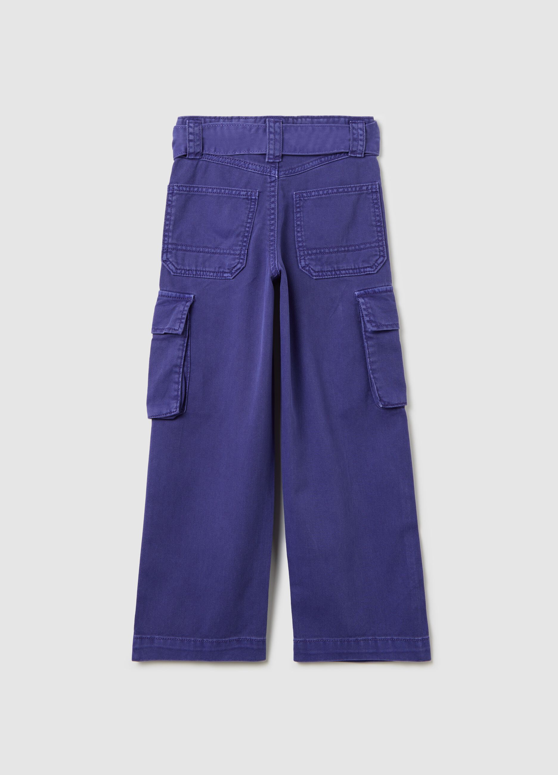Cargo trousers in cotton and Lyocell with belt