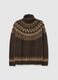 Regular fit brown turtleneck jumper with jacquard pattern_0
