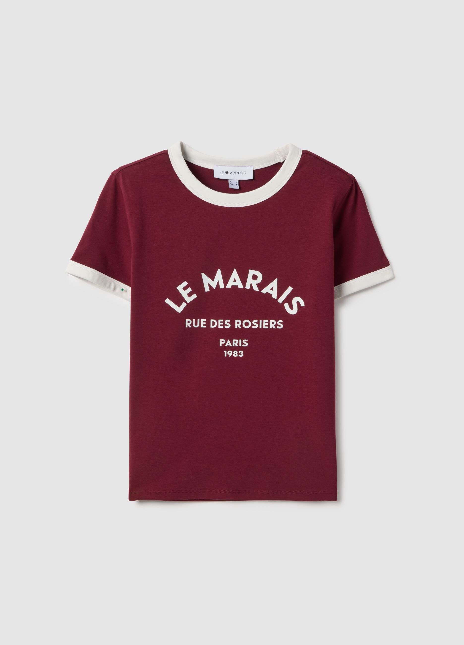 Red stretch cotton regular fit t-shirt with print