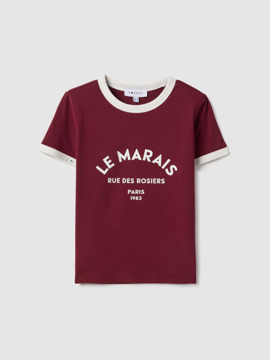 Red stretch cotton regular fit t-shirt with print_0