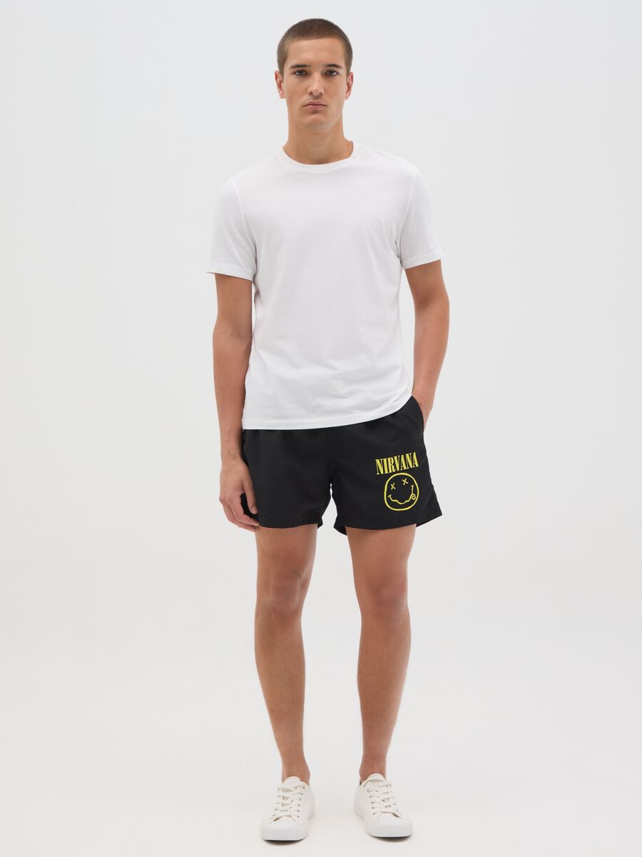 Black swimming trunks with Nirvana logo_0