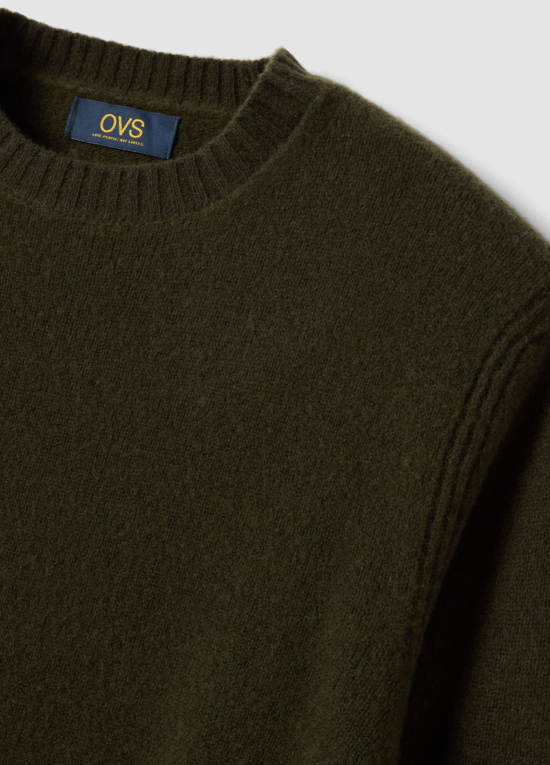 Maglia verde girocollo in misto lana regular fit