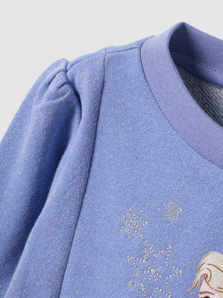 Abito viola in misto cotone con stampa Frozen e glitter per bambina_2