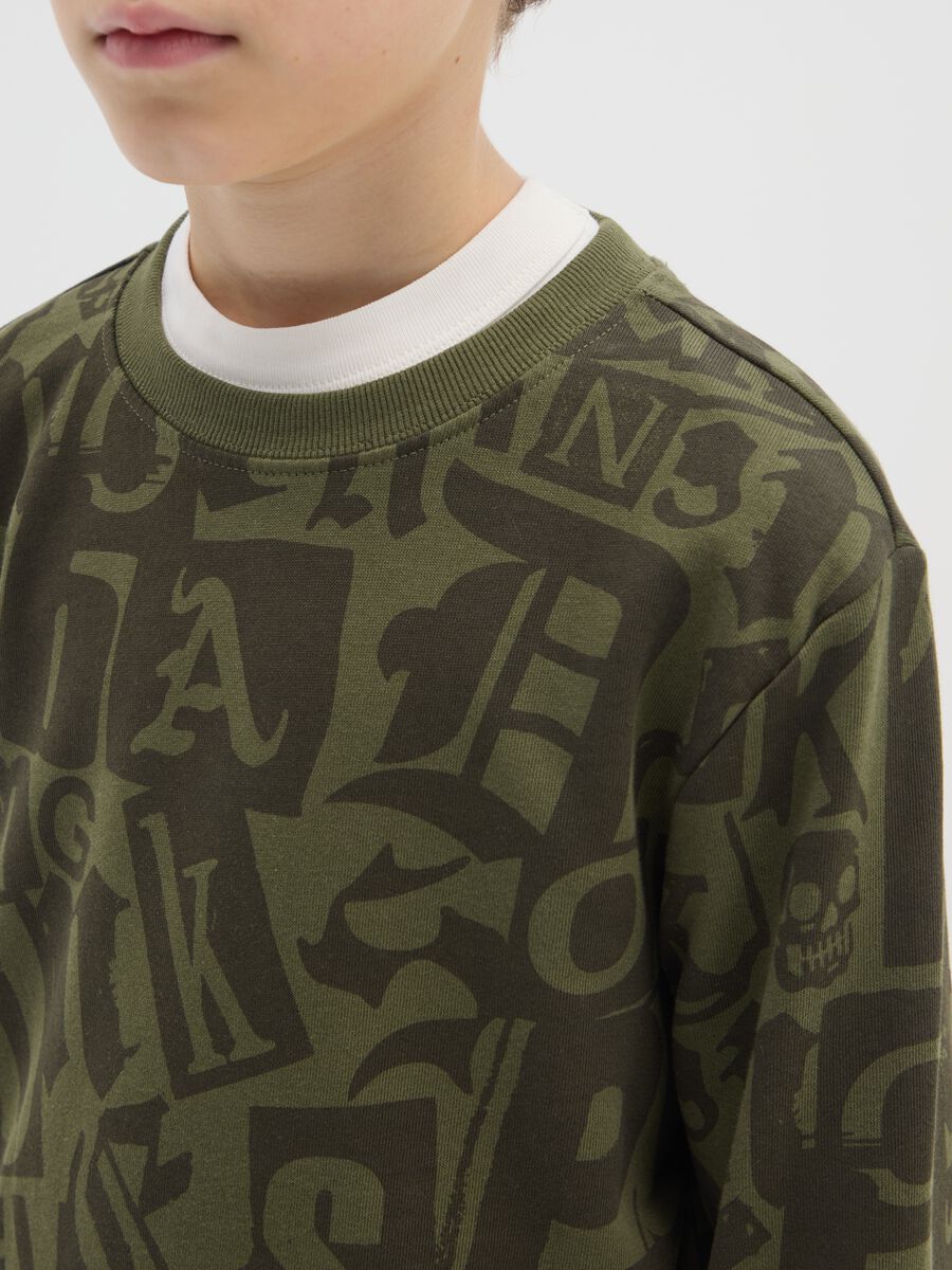 Felpa da ragazzo in puro cotone verde regular fit_2