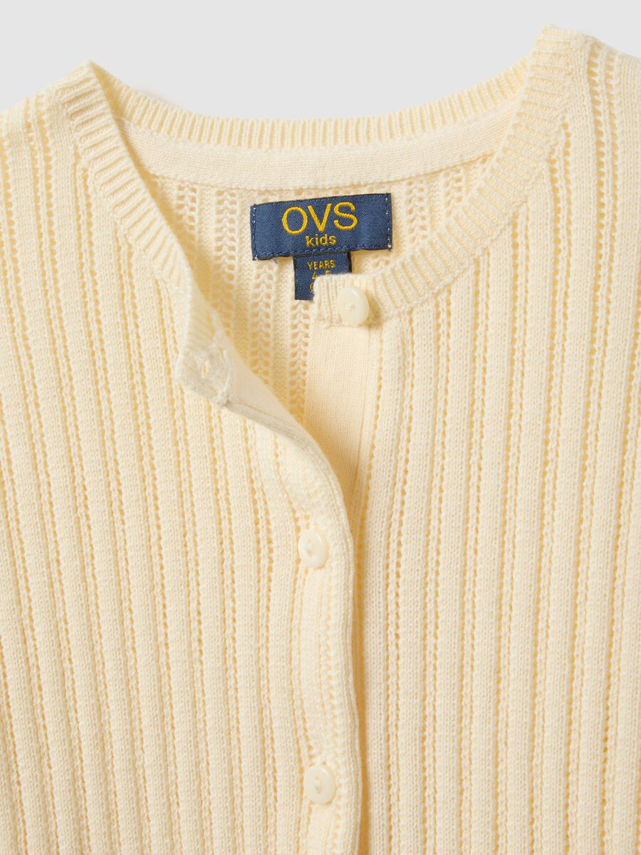 Beige striped pure cotton cardigan for girls with regular fit_2