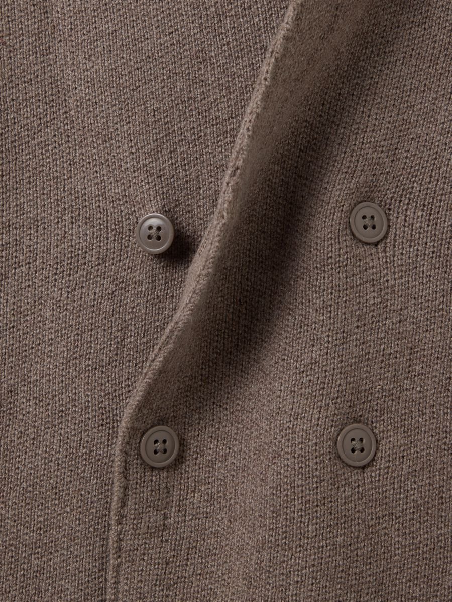 Brown cotton blend regular fit vest_1